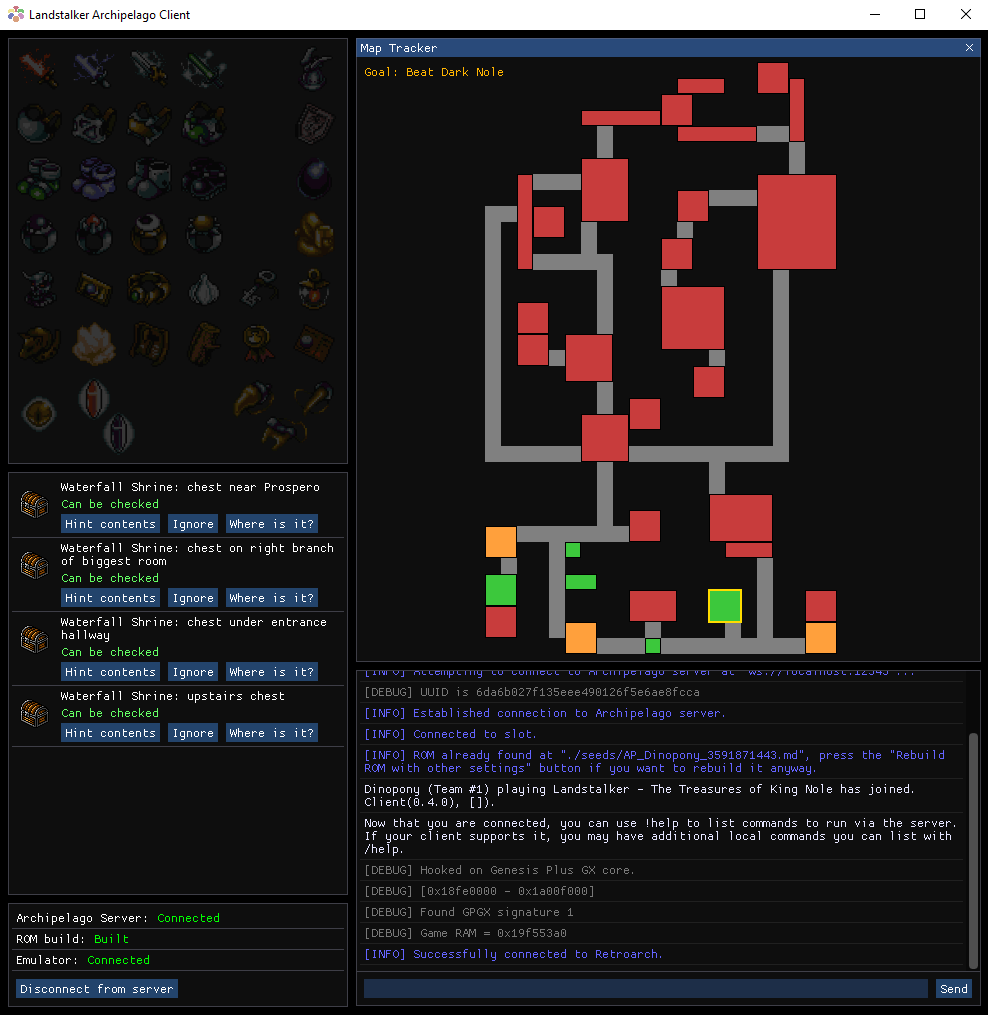 Landstalker Archipelago Client user interface